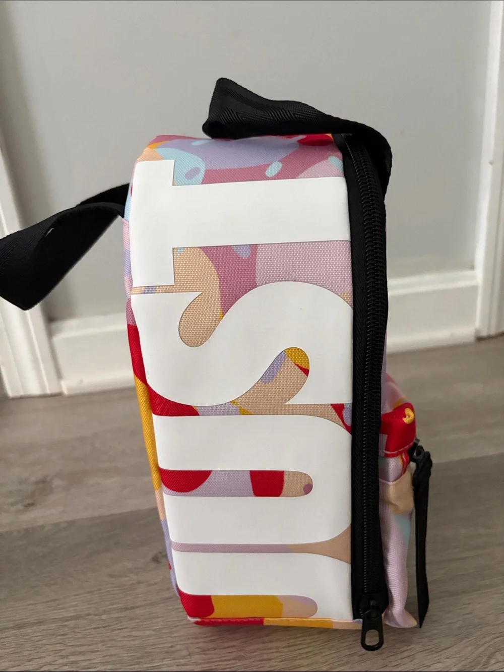 Nike Pink Multi Kids Lunch Tote with Colorful Pattern